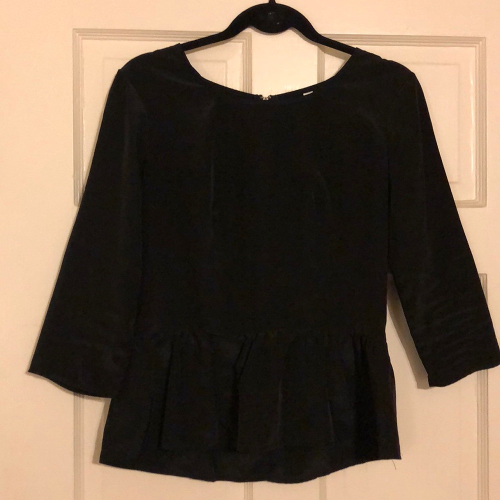 Black silk peplum blouse